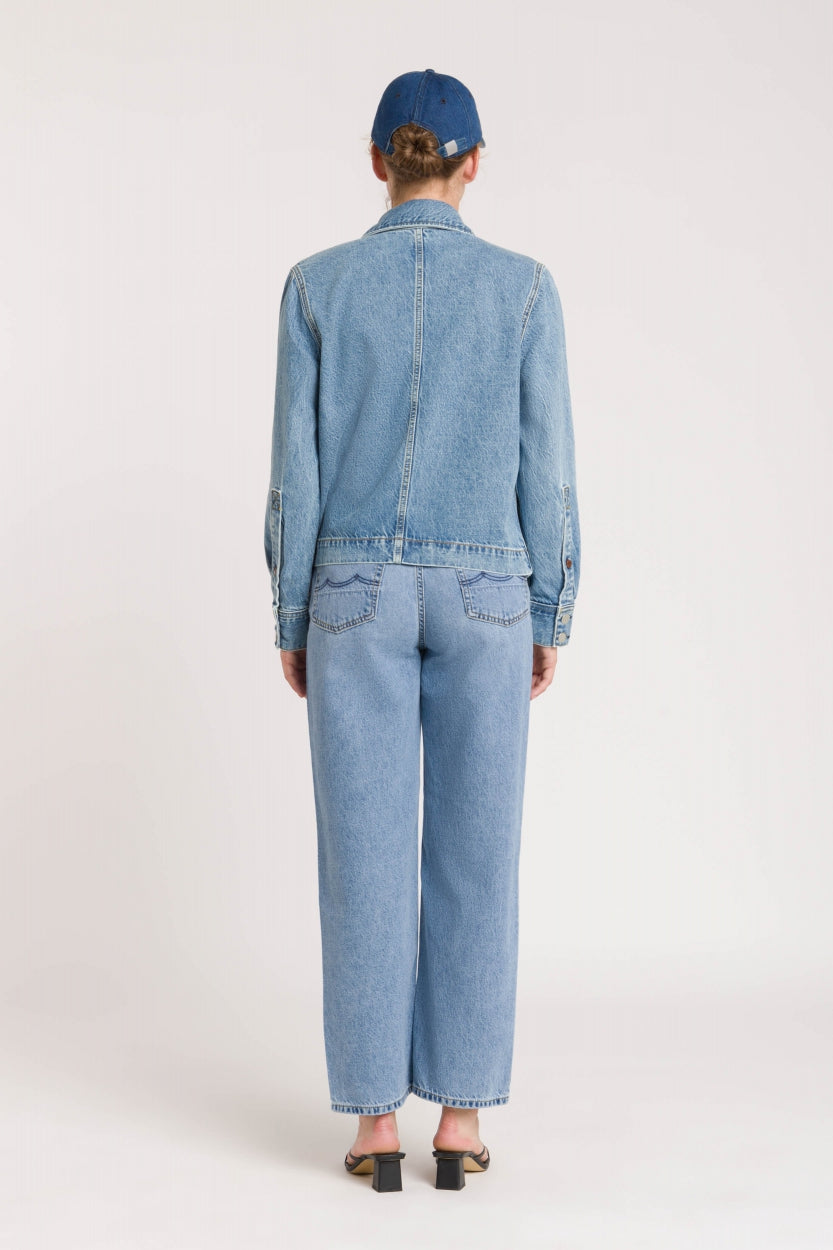 Jean droit en tencel et coton bio | bleu délavé "liora cropped cindy light used"