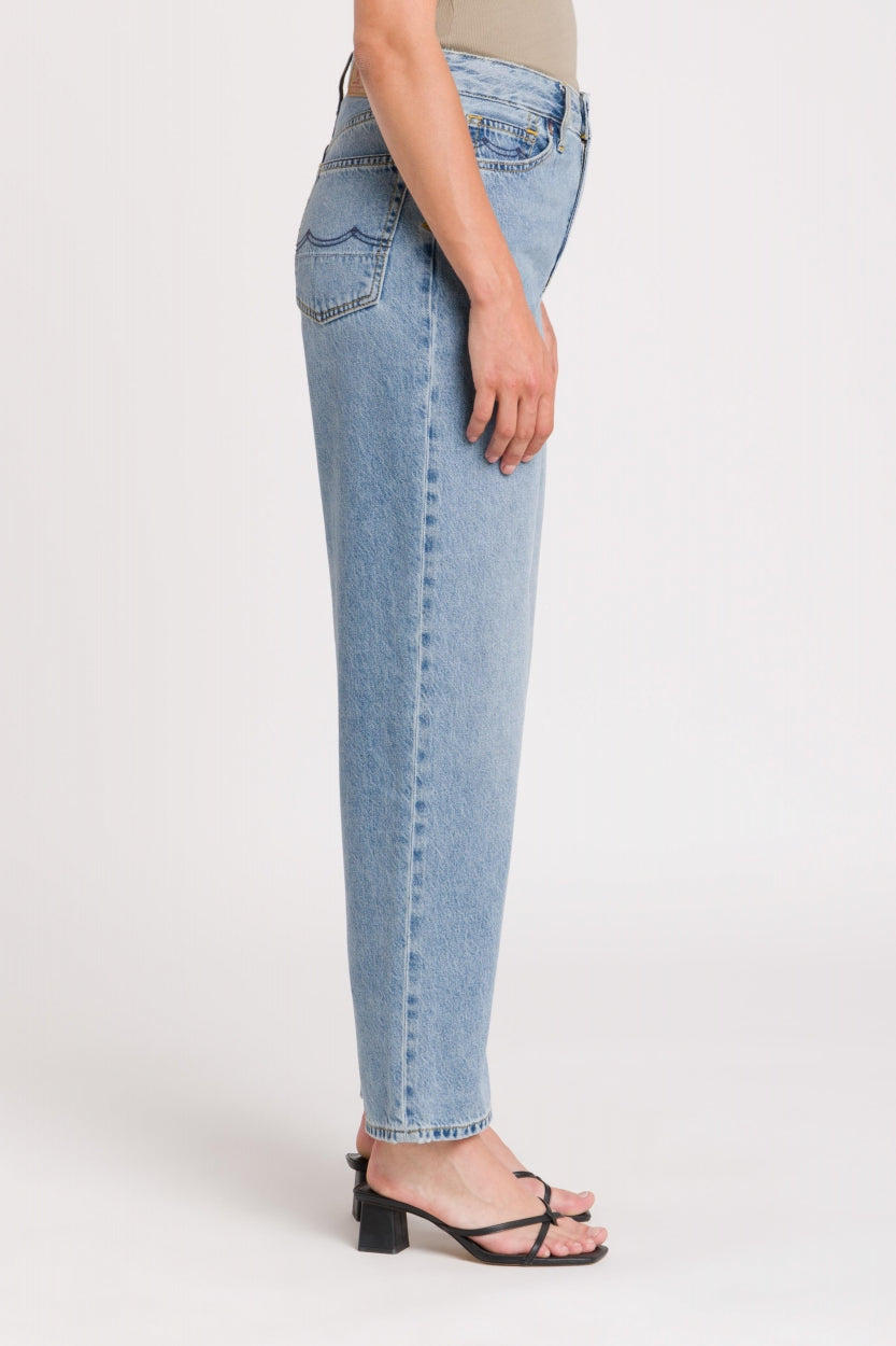Jean droit en tencel et coton bio | bleu délavé "liora cropped cindy light used"