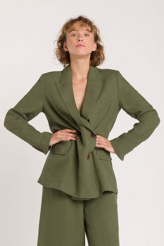Blazer ample en lin | kaki "diana four leaf clover"
