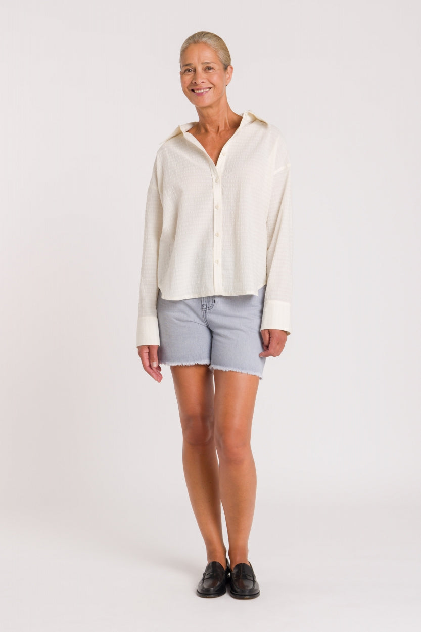 Chemise texturée en coton bio | écru "saika - off white"
