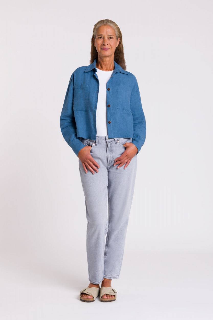 Surchemise en lin | bleu "quinn dark blue"