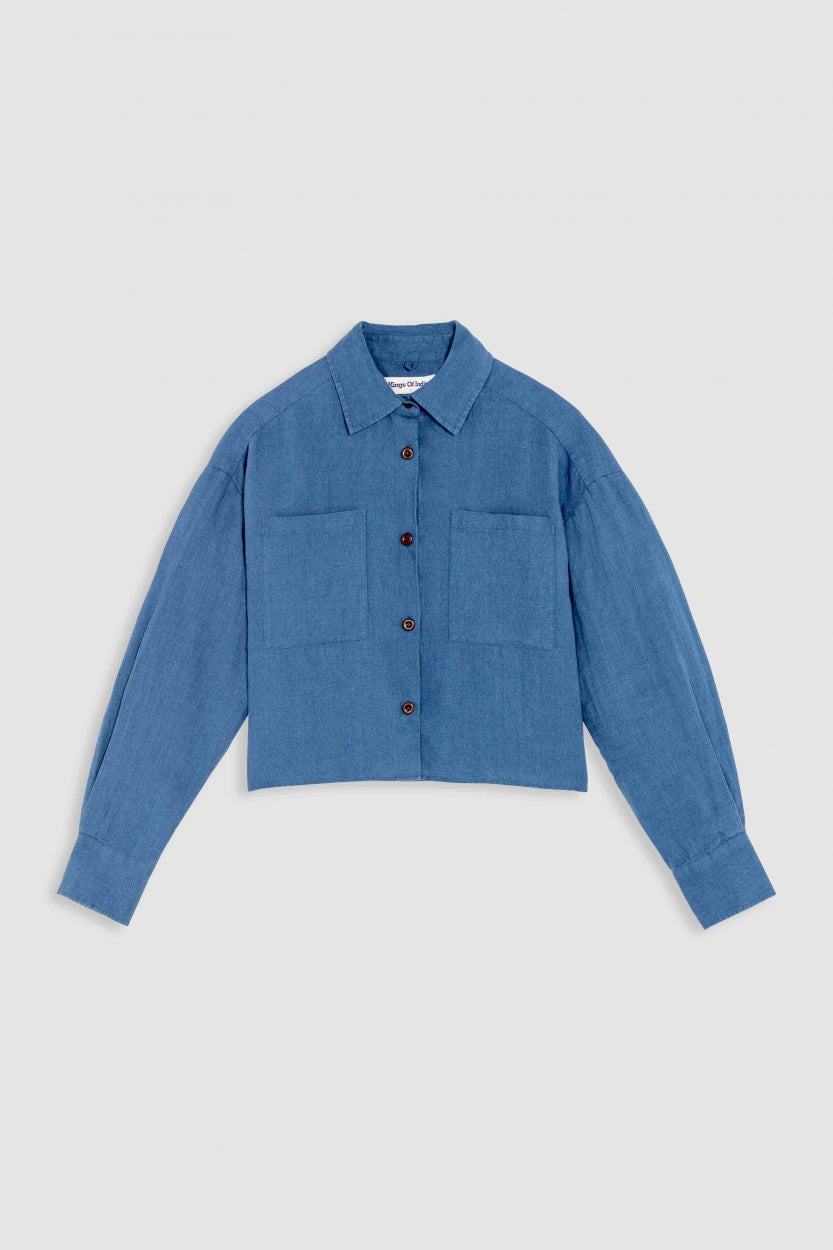 Surchemise en lin | bleu "quinn dark blue"