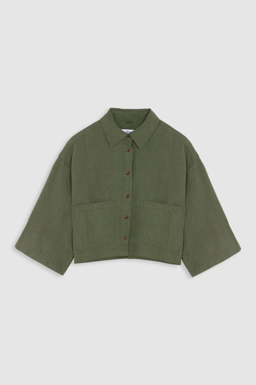 Surchemise en lin | Vert forêt "wanda four leaf clover"