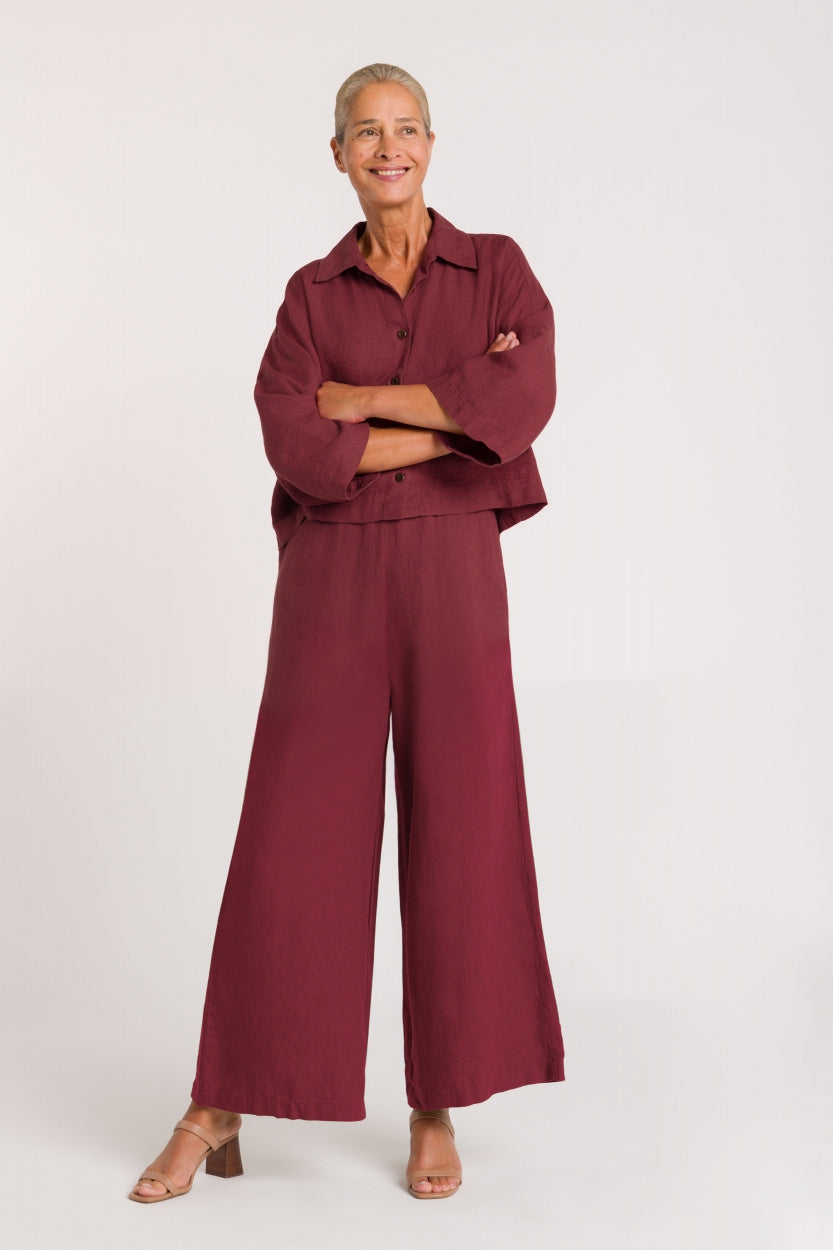 Surchemise en lin | Bordeaux "wanda ruby wine"