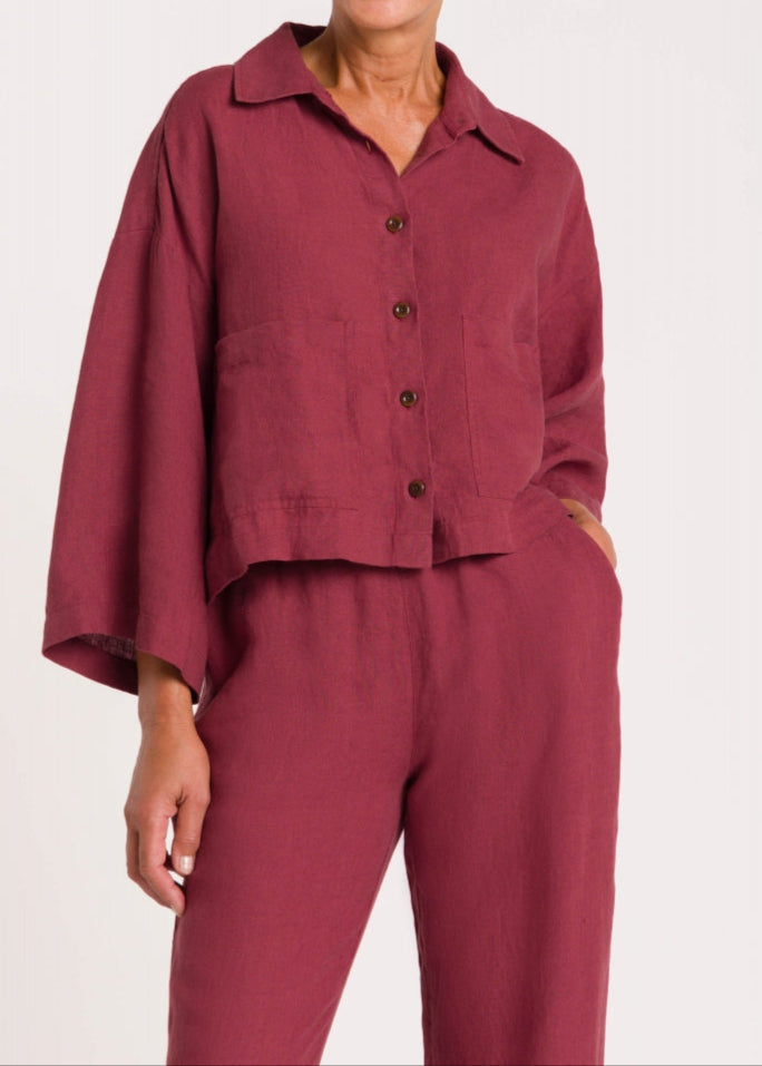 Surchemise en lin | Bordeaux "wanda ruby wine"