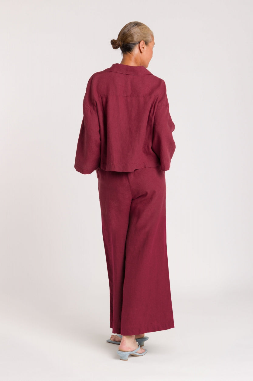 Surchemise en lin | Bordeaux "wanda ruby wine"
