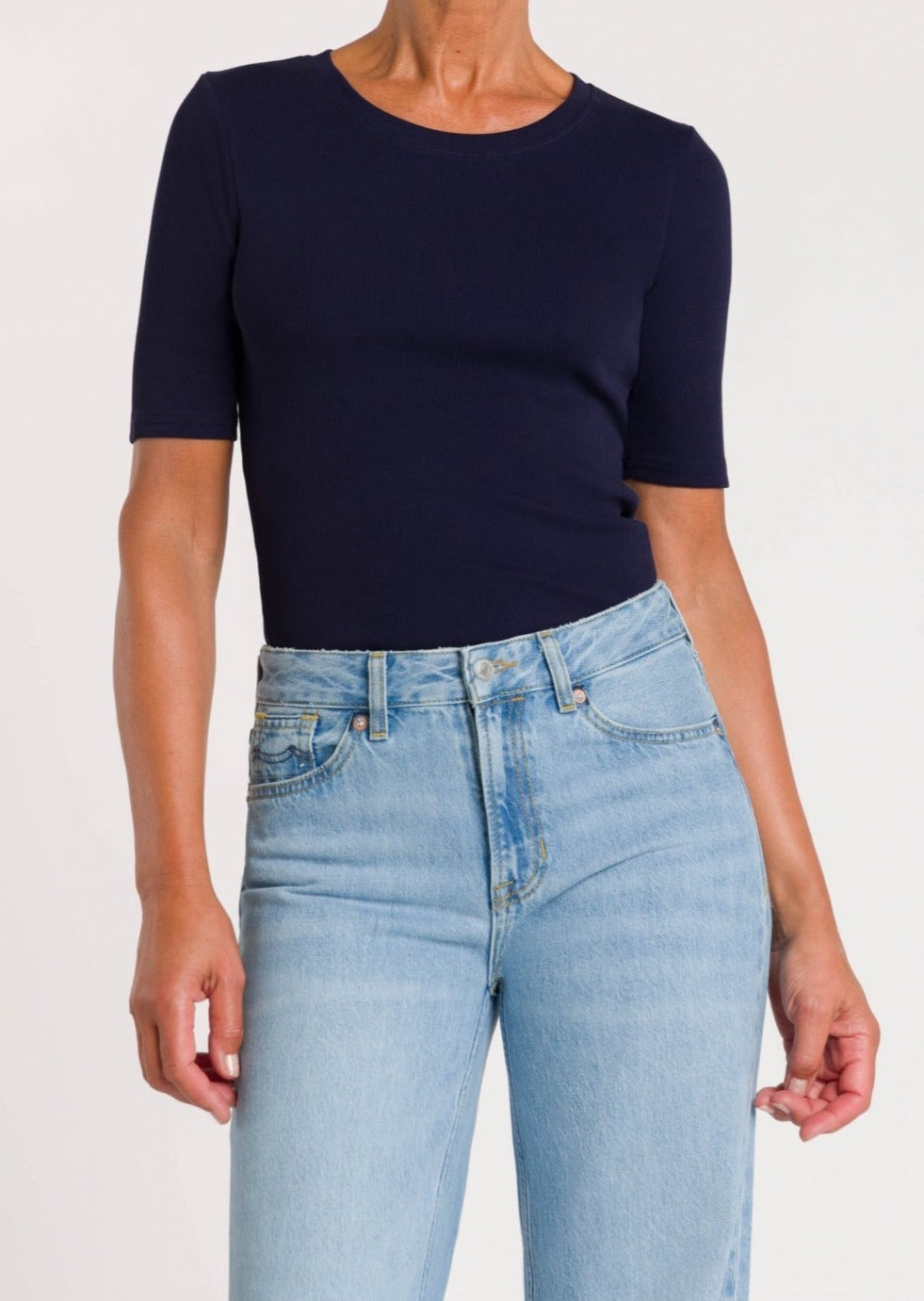T-shirt en coton bio | bleu "rina peacoat"