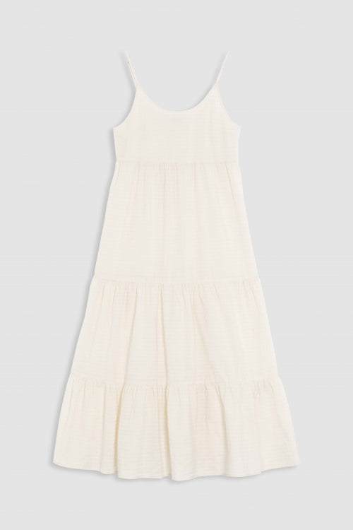 Robe longue à bretelles en coton bio | écru "jito  off white"