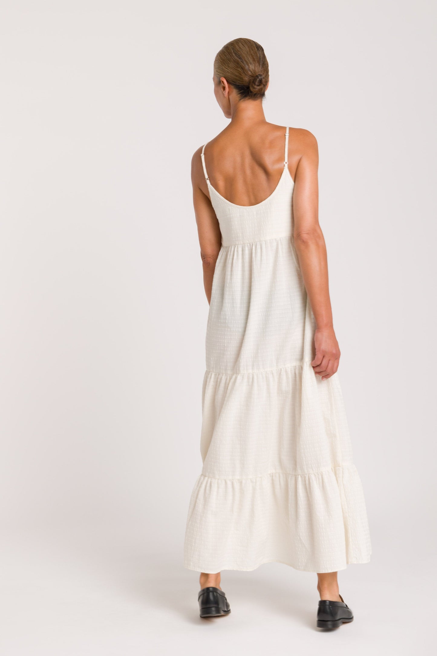 Robe longue à bretelles en coton bio | écru "jito  off white"