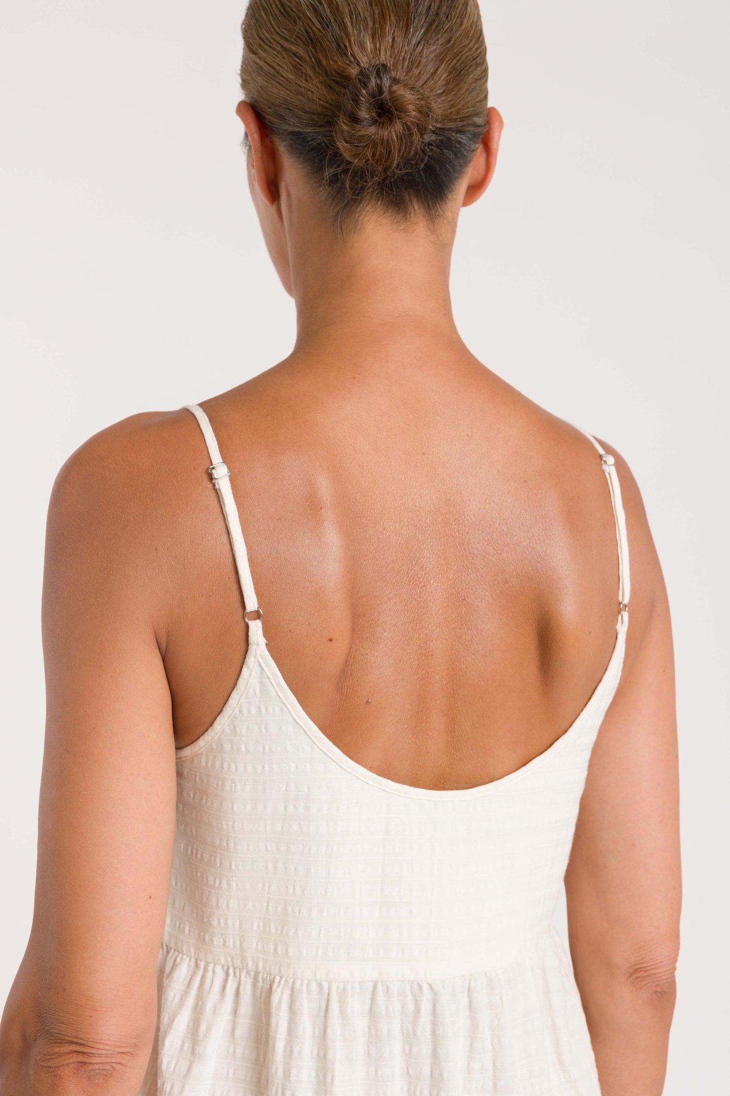 Robe longue à bretelles en coton bio | écru "jito  off white"