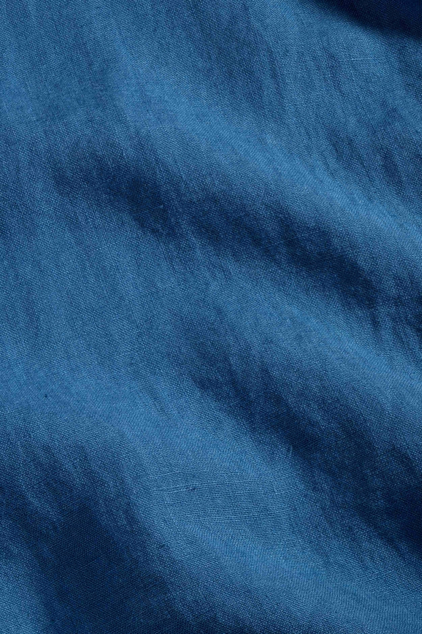 Robe portefeuille en lin | Bleu "thyra dark blue"