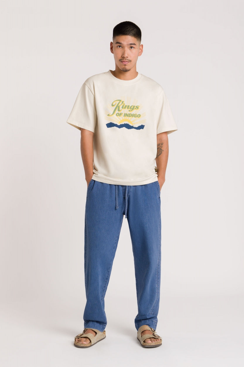 Pantalon fluide en coton bio | bleu "Martin - quennell mid used"