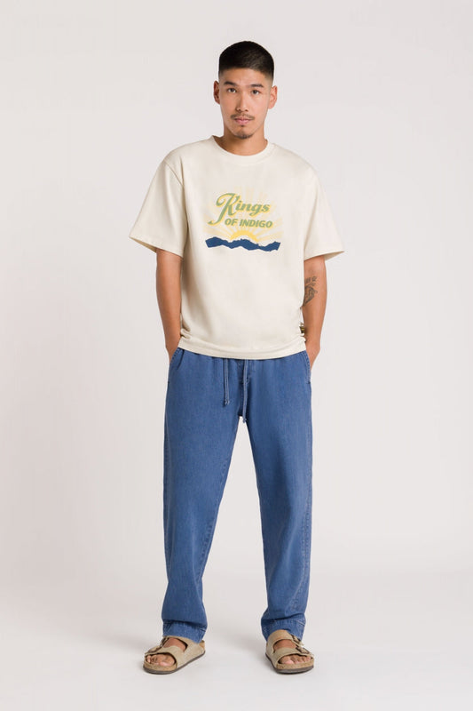 Pantalon fluide en coton bio | bleu "Martin - quennell mid used"