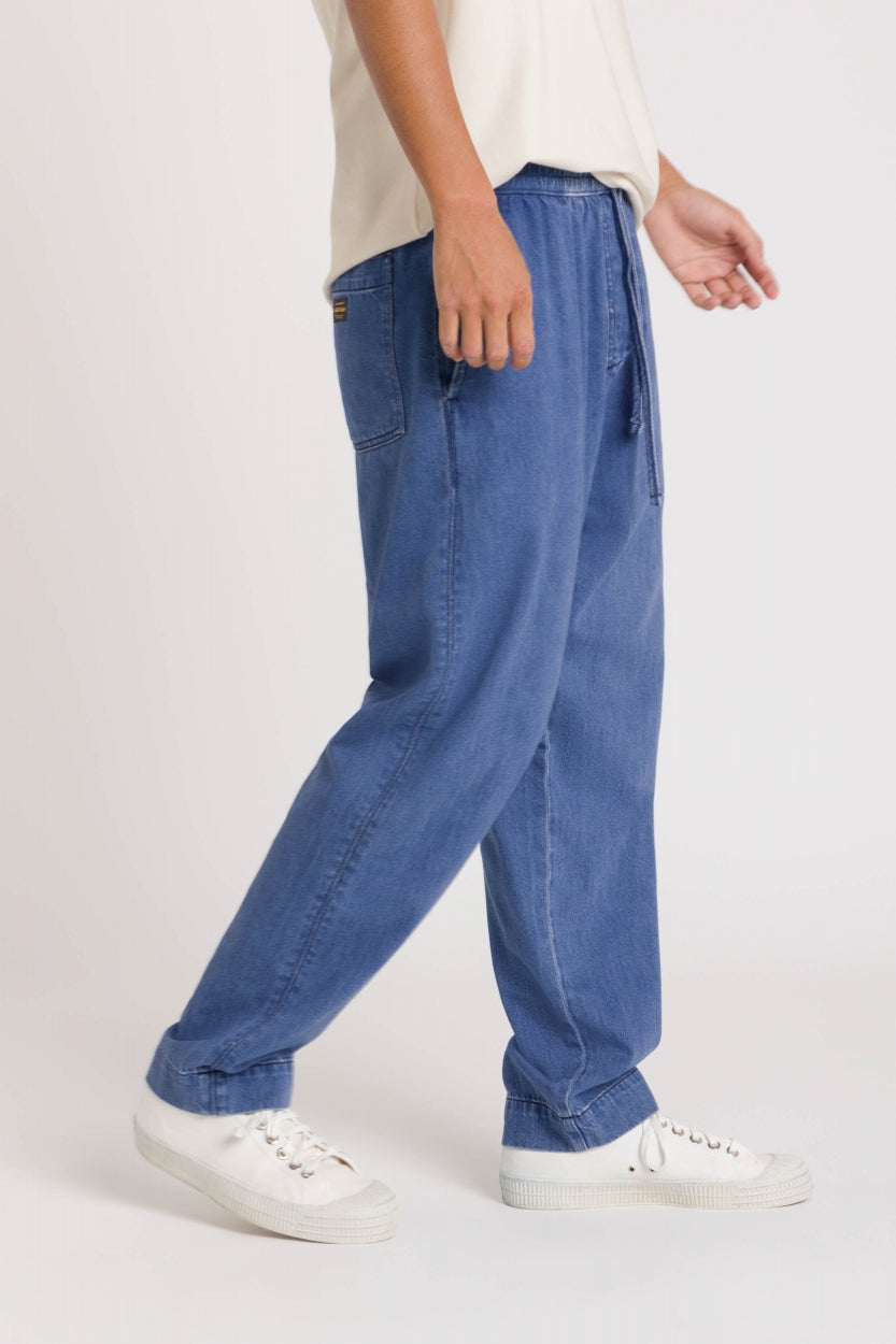 Pantalon fluide en coton bio | bleu "Martin - quennell mid used"