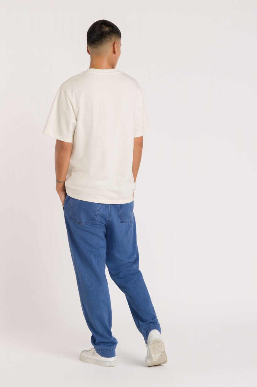 Pantalon fluide en coton bio | bleu "Martin - quennell mid used"