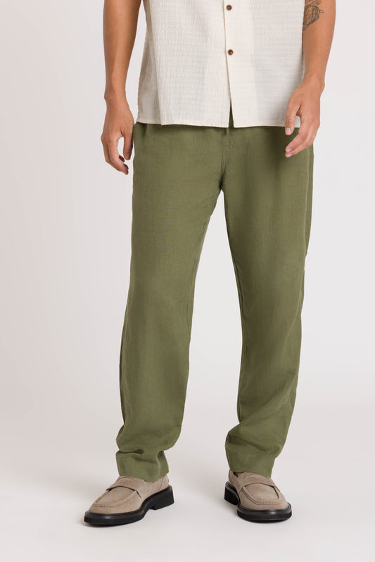 Pantalon ample en lin | Kaki "martin four leaf clover"