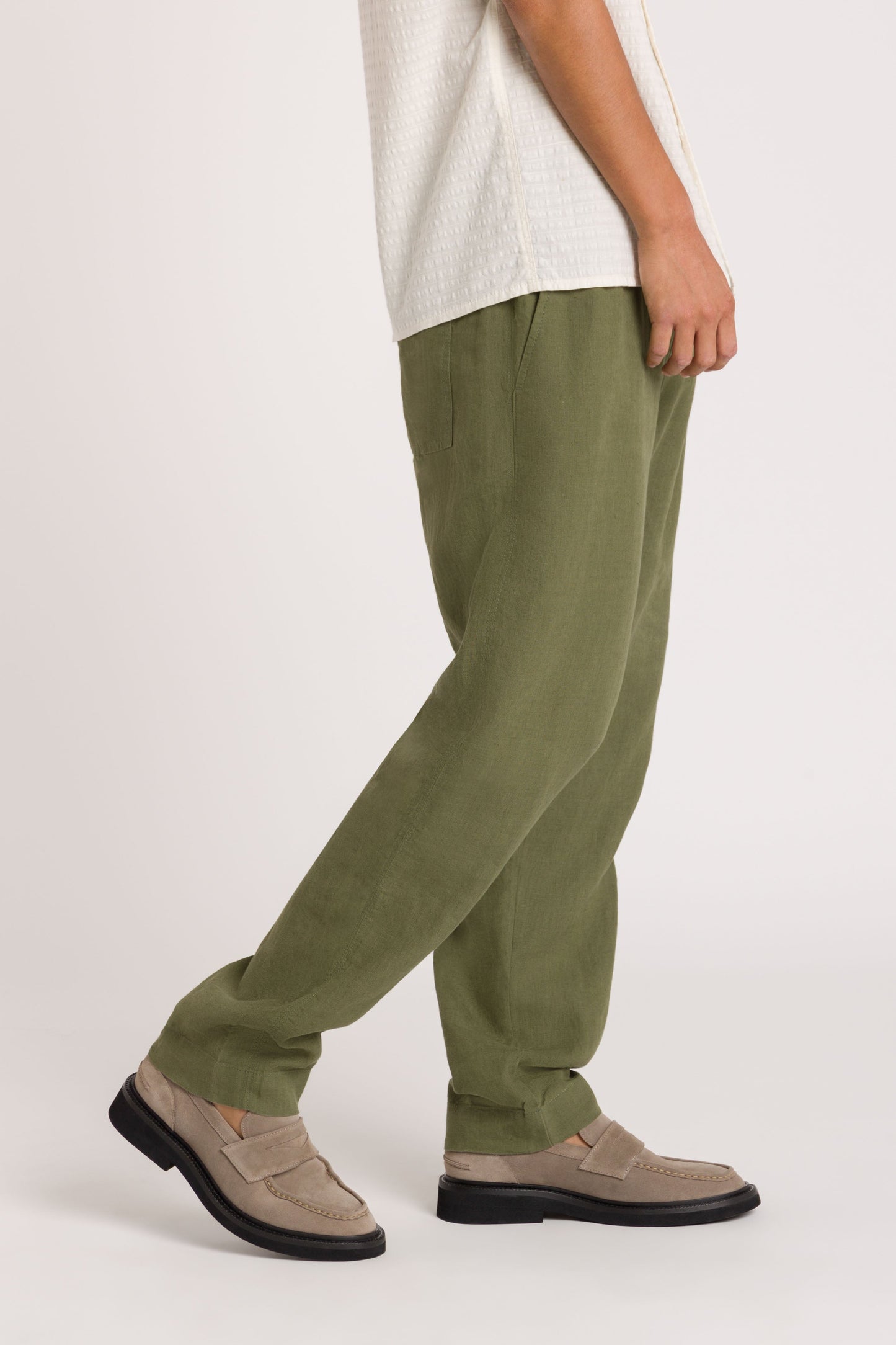 Pantalon ample en lin | Kaki "martin four leaf clover"