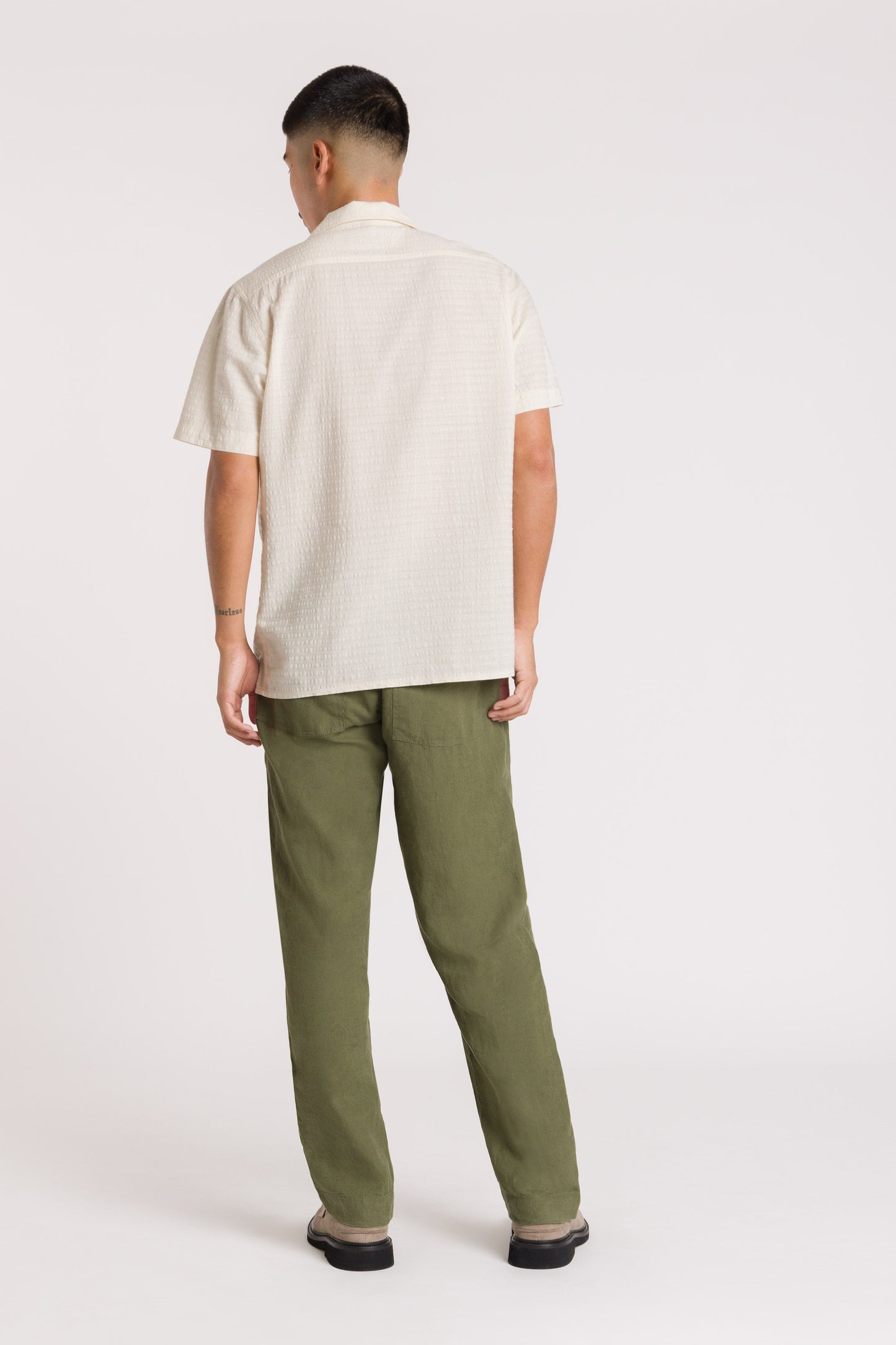 Pantalon ample en lin | Kaki "martin four leaf clover"
