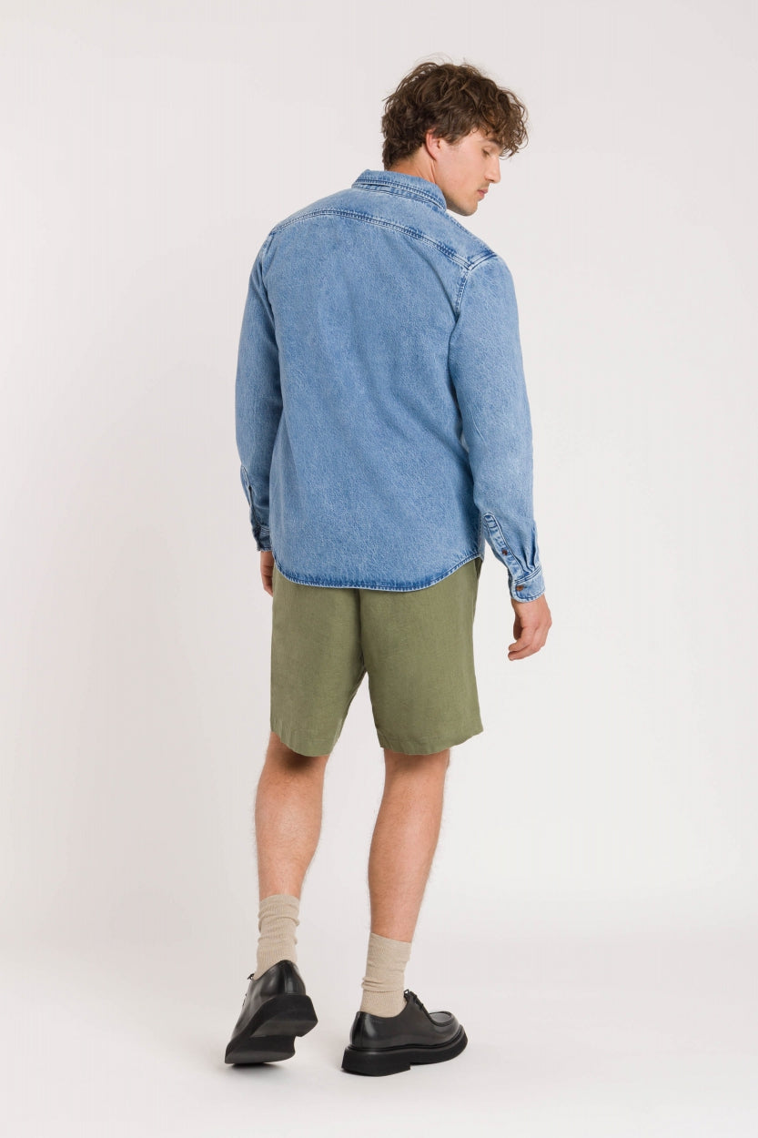 Short en lin | Vert "reagan four leaf clover"