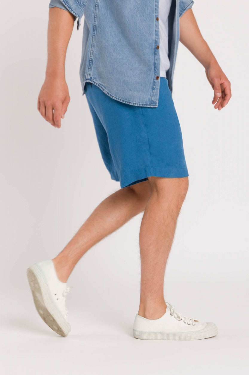 Short en lin | Bleu "reagan dark blue"