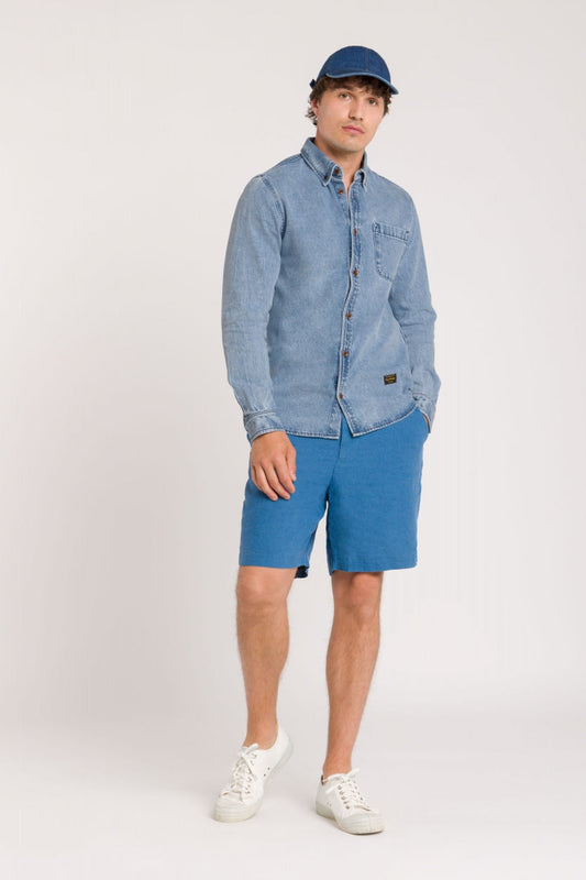 Short en lin | Bleu "reagan dark blue"