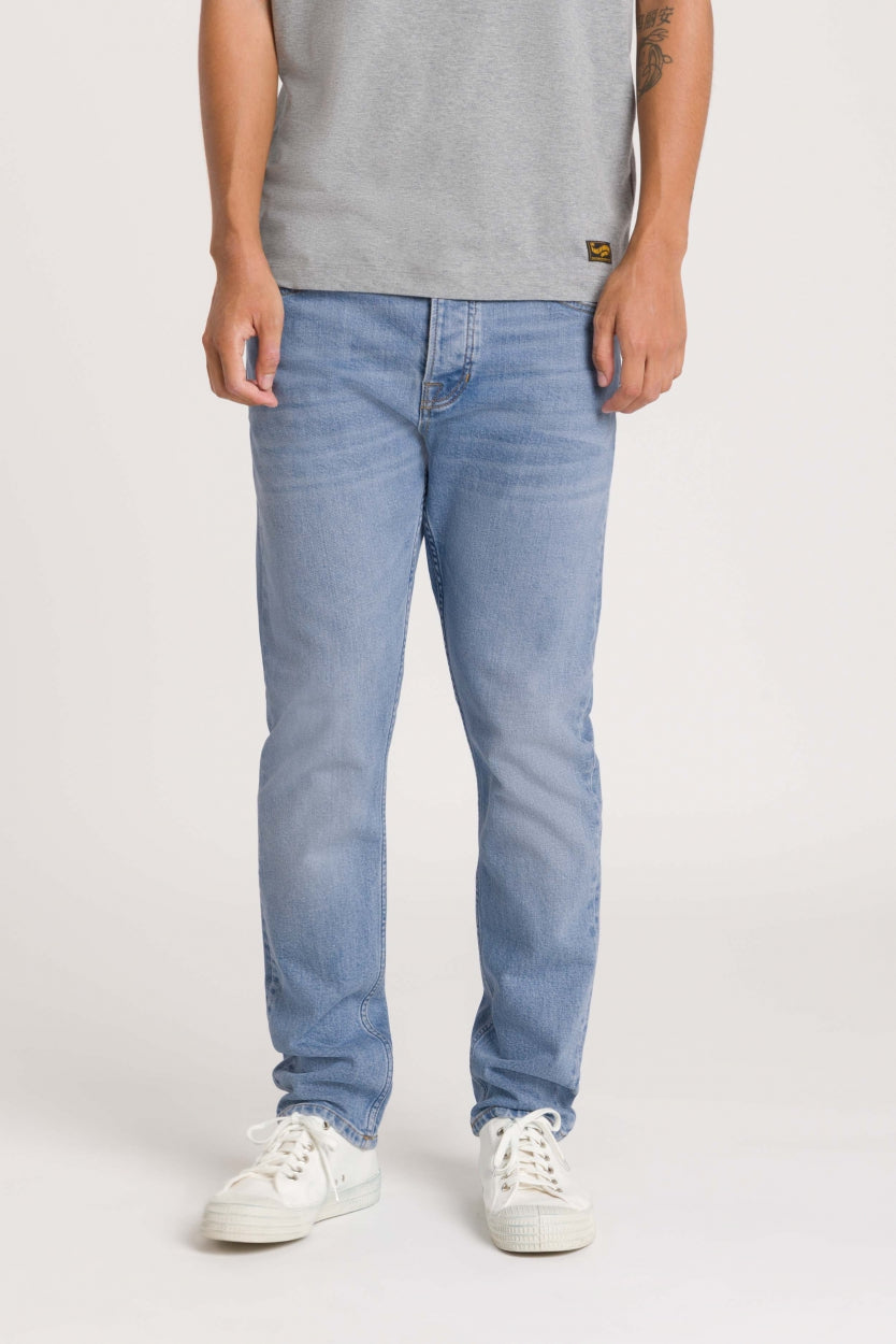 Jean slim en coton bio et recyclé | Bleu délavé "john sander light worn"