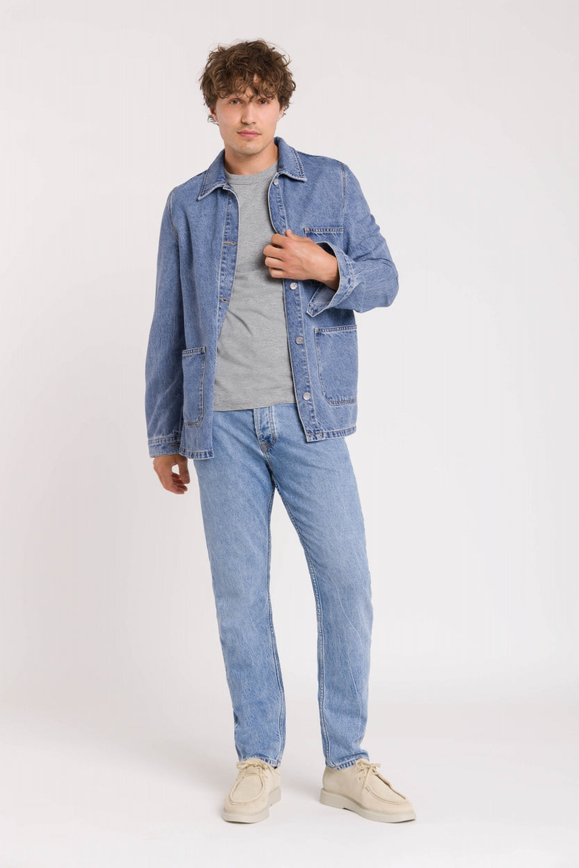 Jean droit en coton bio et recyclé | Bleu délavé "jerrick cindy mid used"