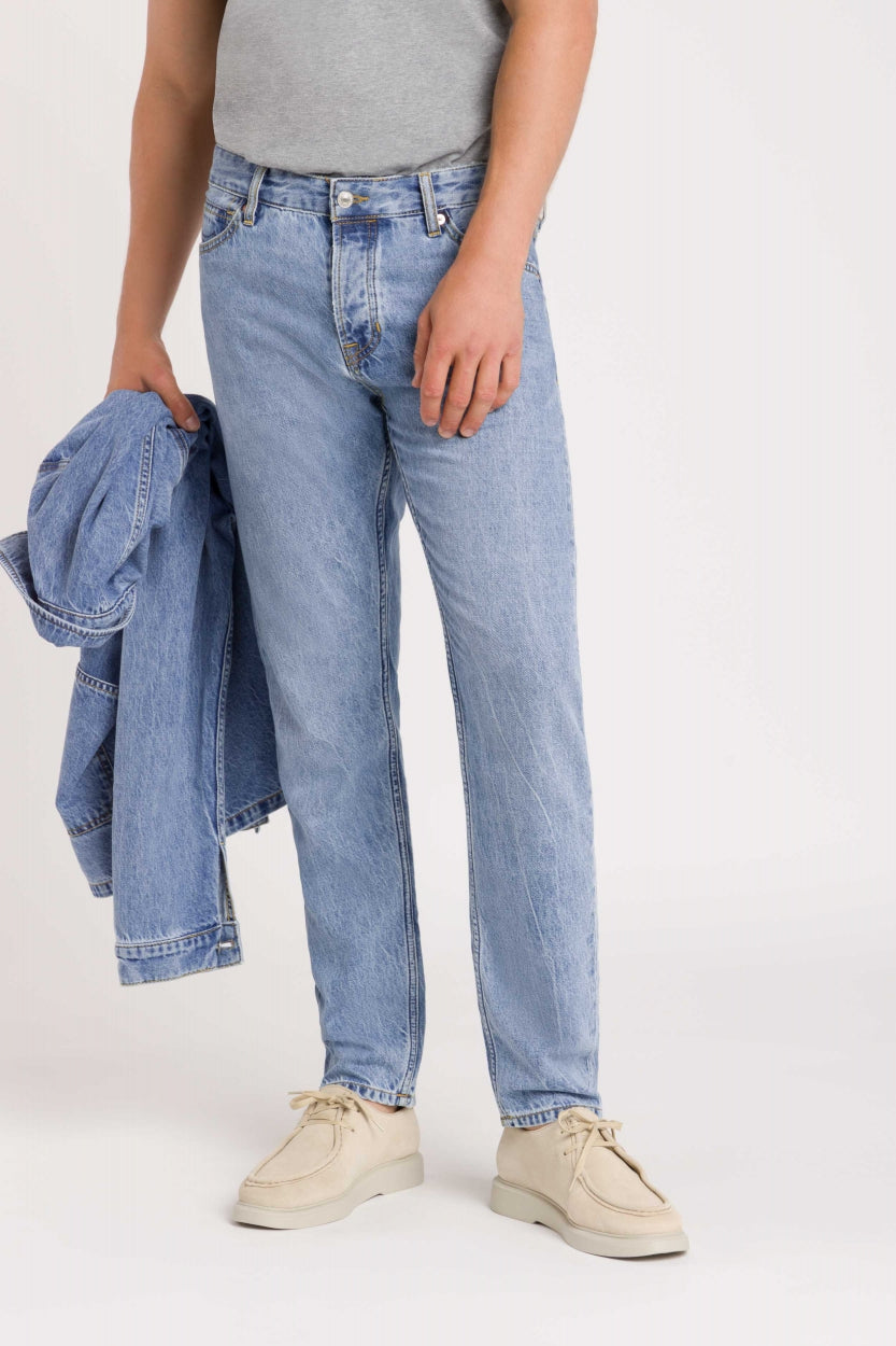 Jean droit en coton bio et recyclé | Bleu délavé "jerrick cindy mid used"