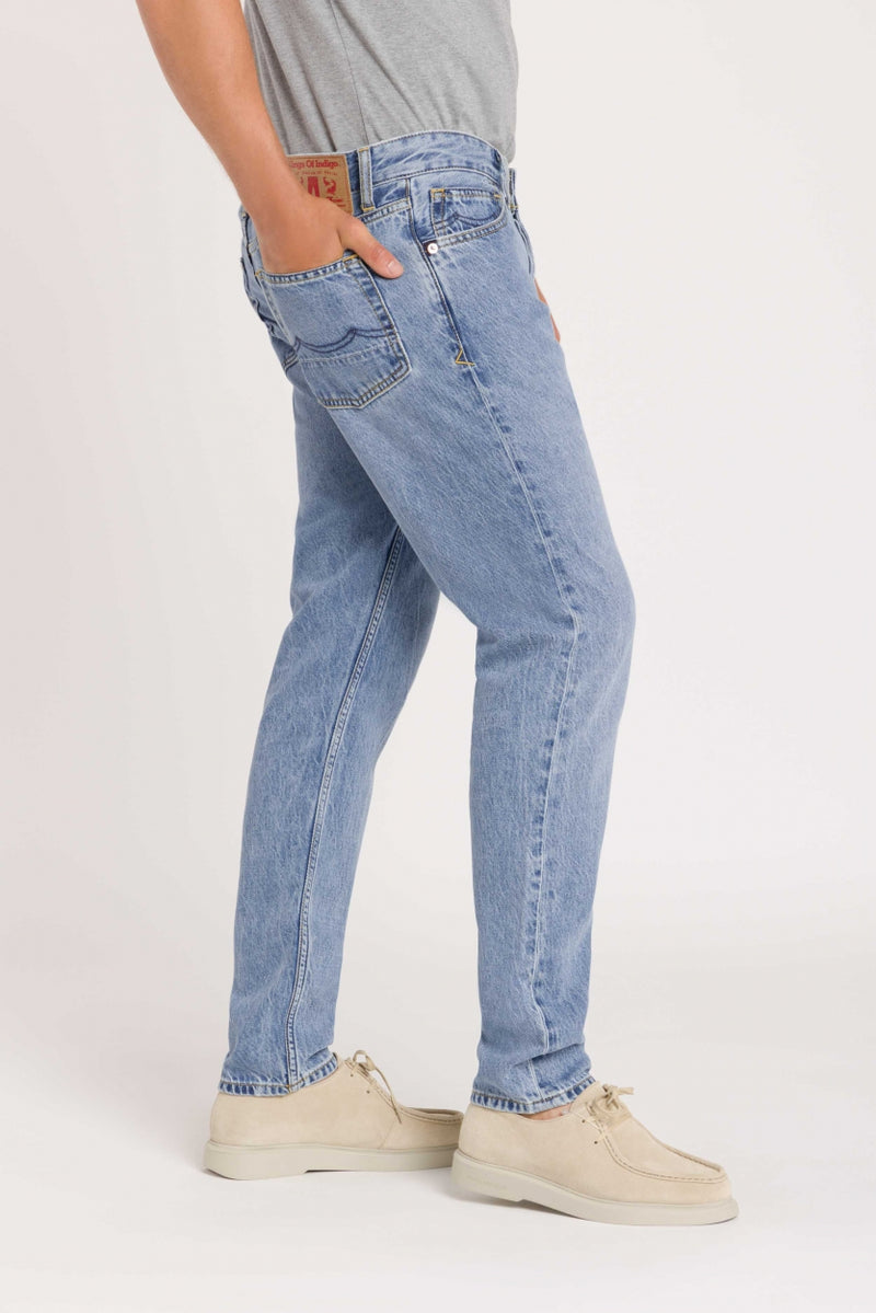 Jean droit en coton bio et recyclé | Bleu délavé "jerrick cindy mid used"