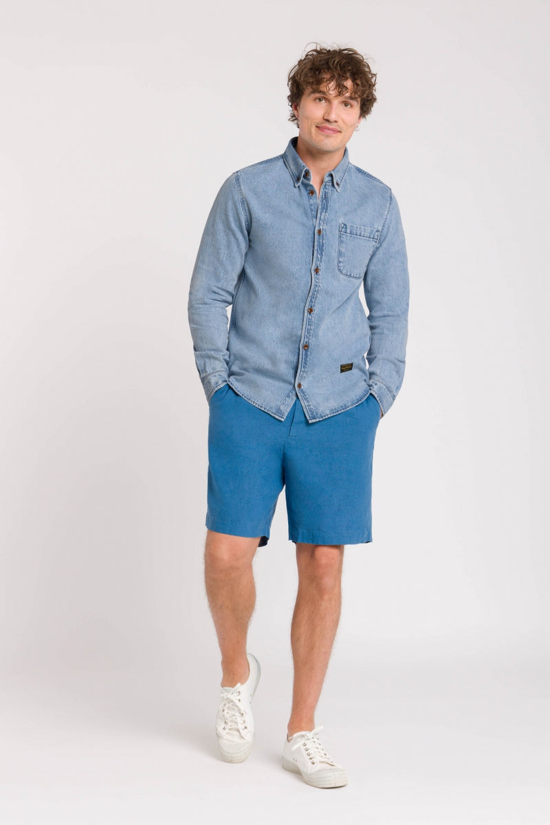 Chemise en coton bio et tencel | Bleu délavé "enda pocket cindy light worn"