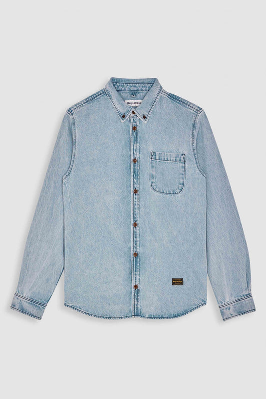 Chemise en coton bio et tencel | Bleu délavé "enda pocket cindy light worn"