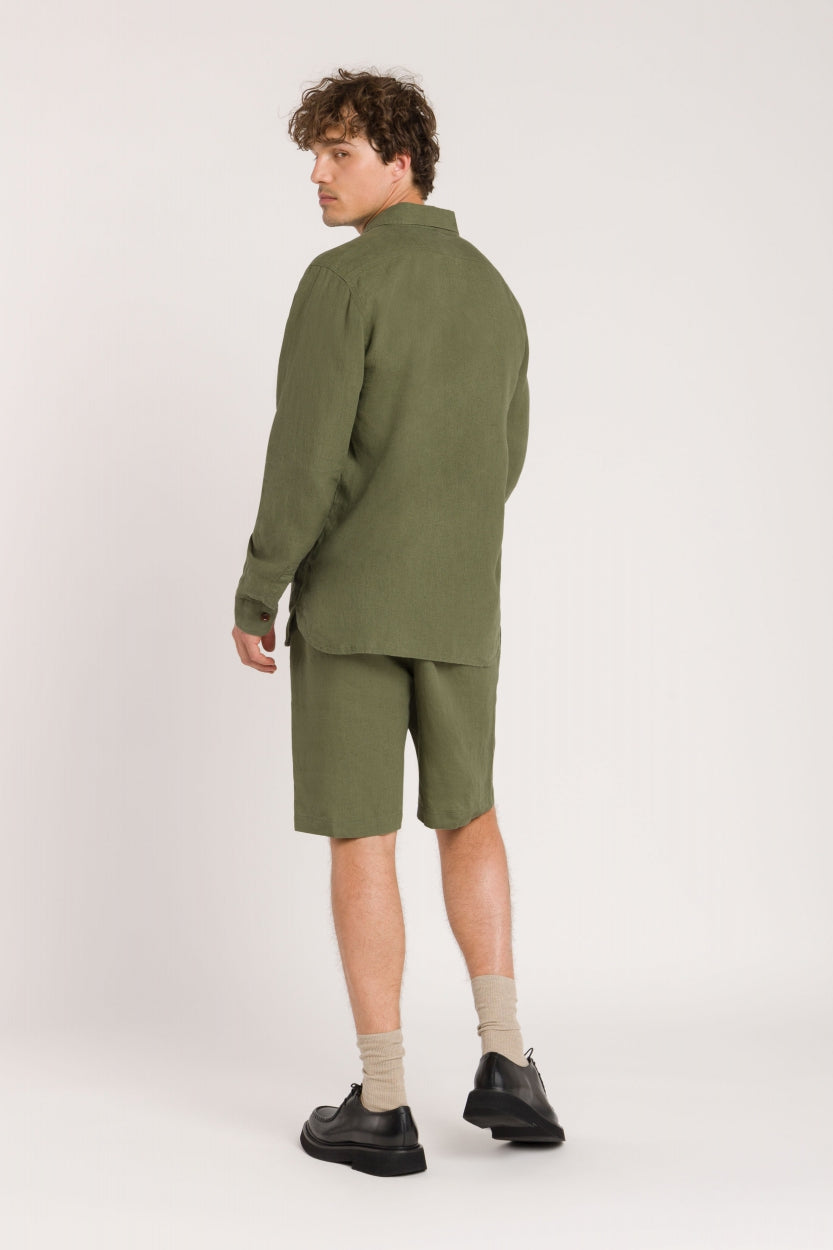 Chemise en lin | vert "juntoku four leaf clover"
