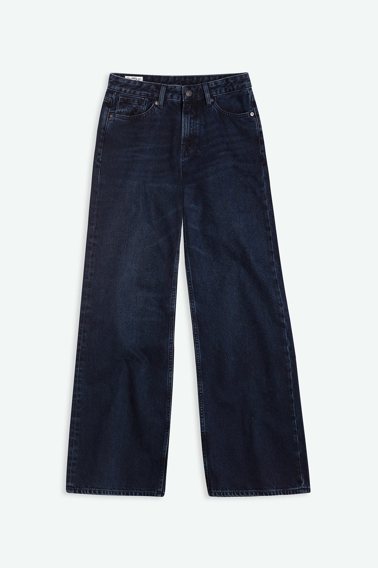 Jean évasé en coton recyclé | bleu "jane - holo blue black worn"