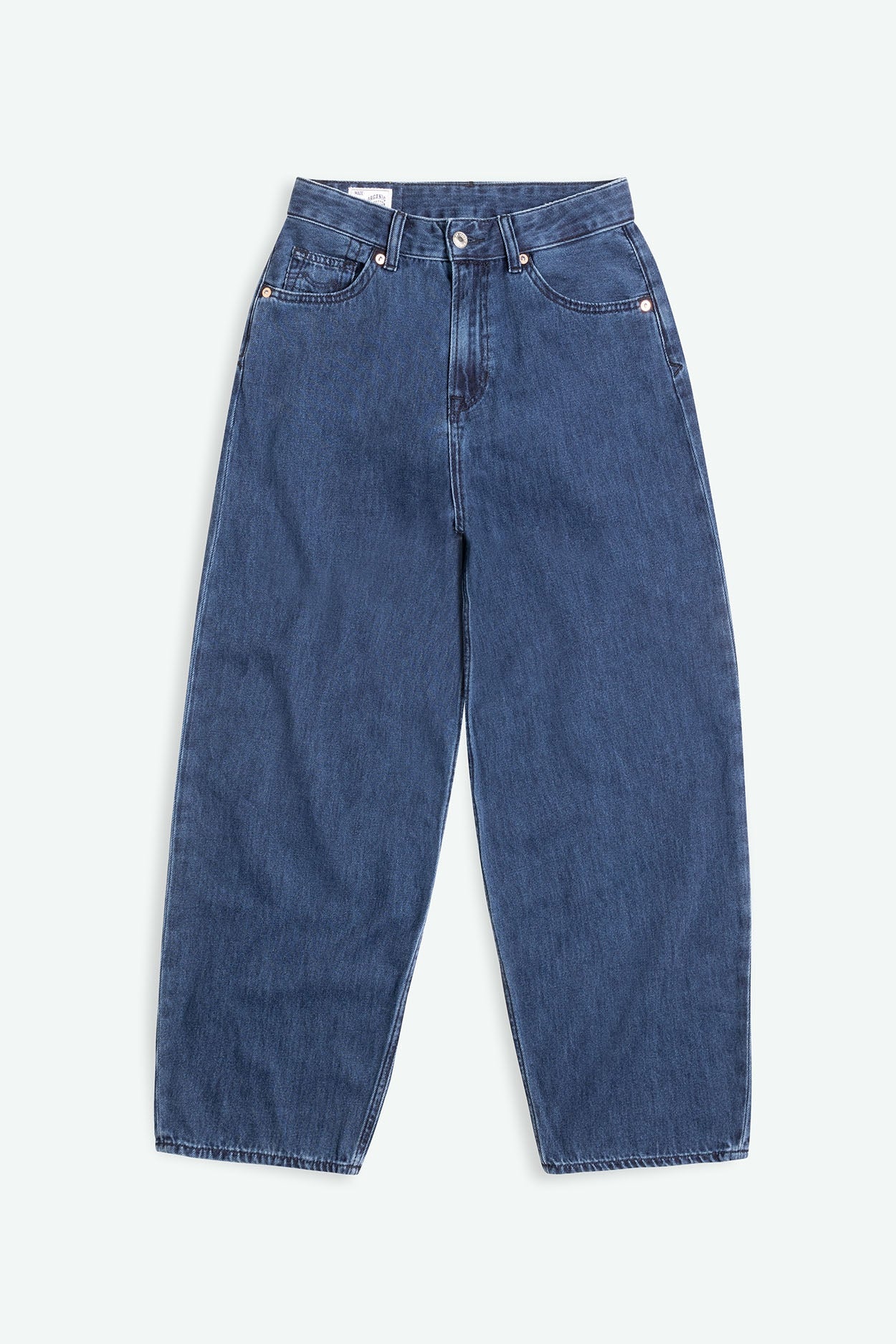 Jean ballon en coton bio | bleu "leila cropped alex dark worn"