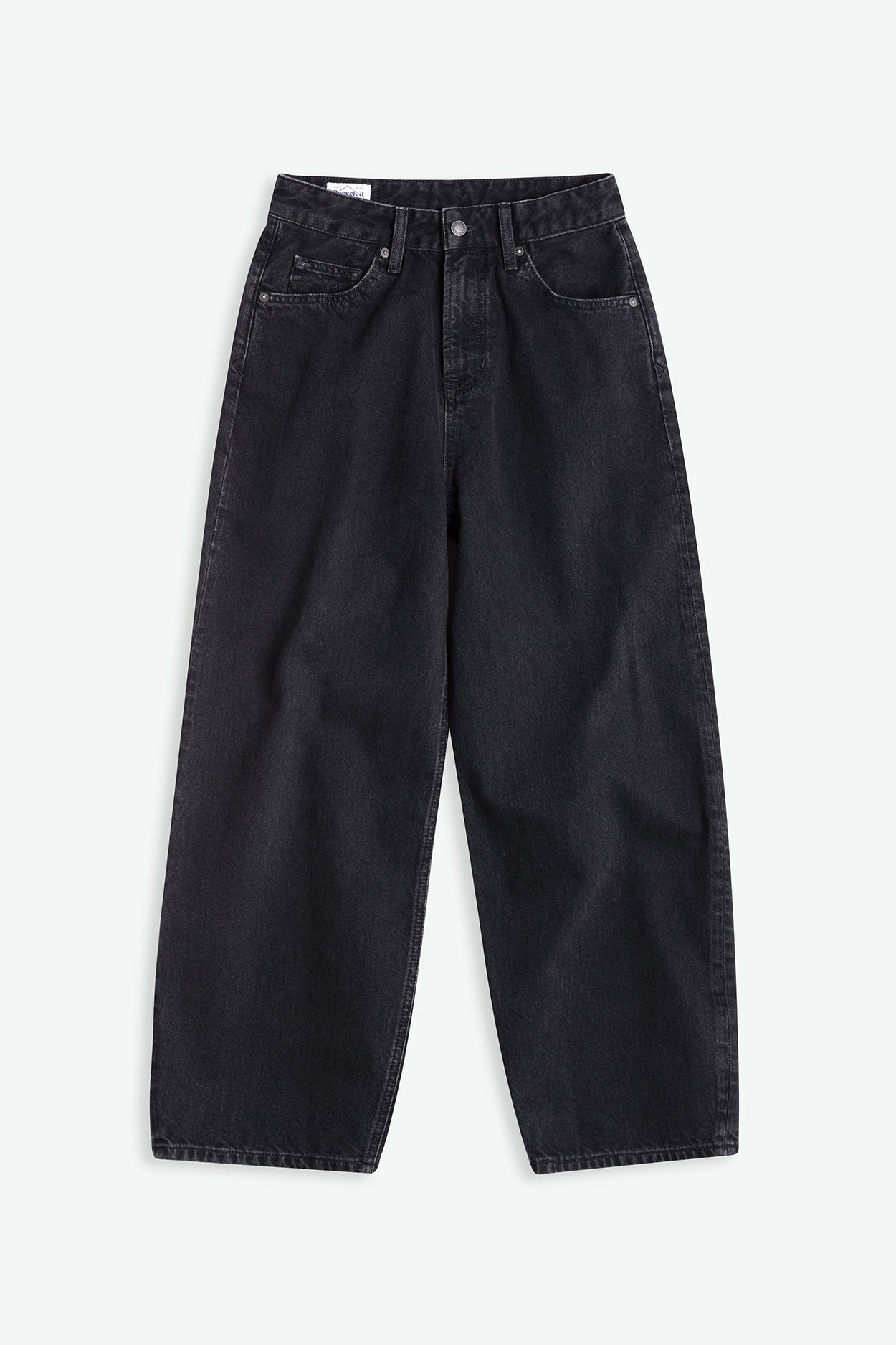 Jean ballon en coton recyclé | noir 'leila cropped - holo black used'