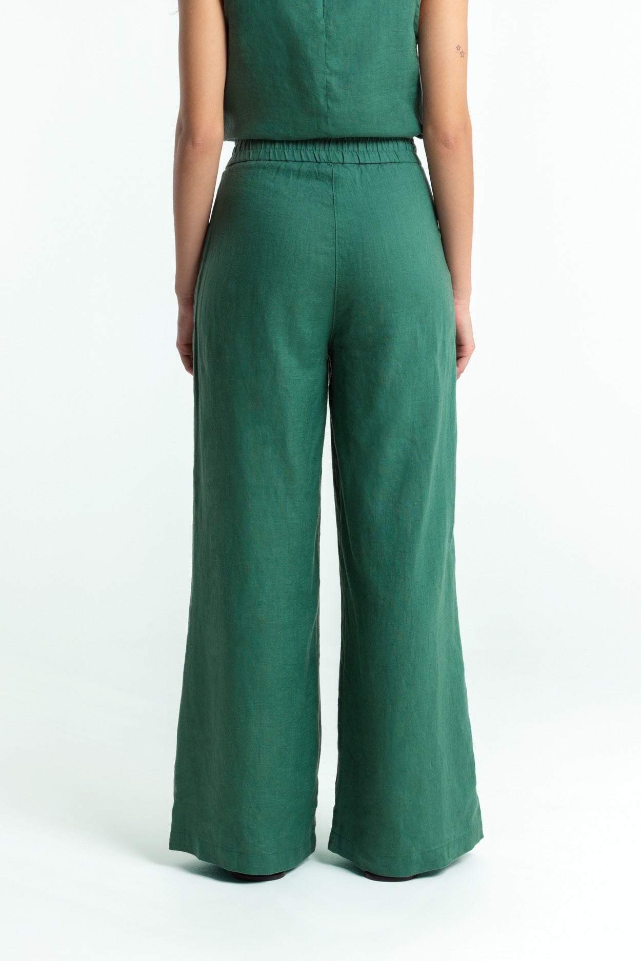 Pantalon en lin | vert "Lilian - bistro green"