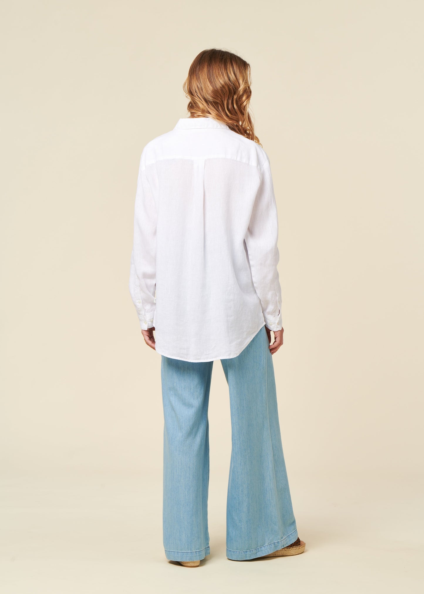 Chemise en lin biologique | blanc "loose linen long sleeved shirt bright white"