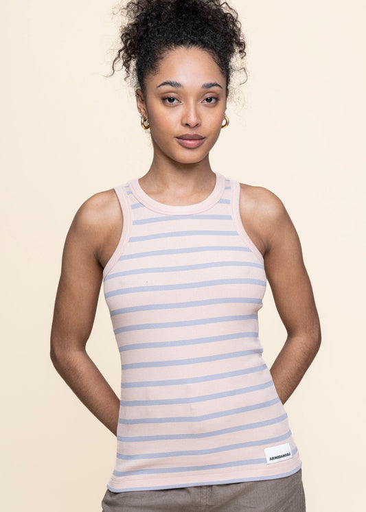 Débardeur en coton biologique | rose "kanitaa stripes - rosalilly-misty morning"