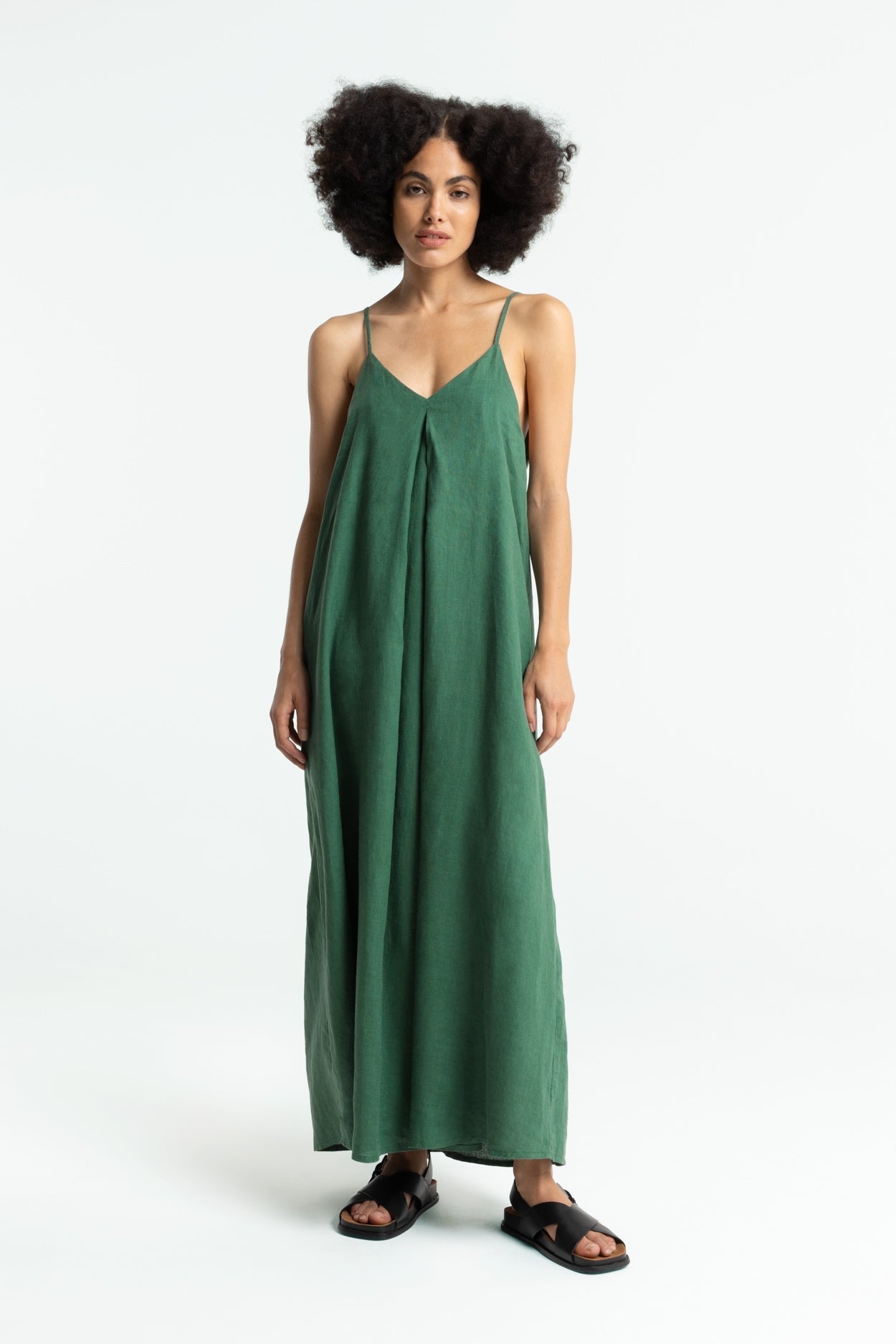 Robe longue en lin | vert "aubrey - bistro green"