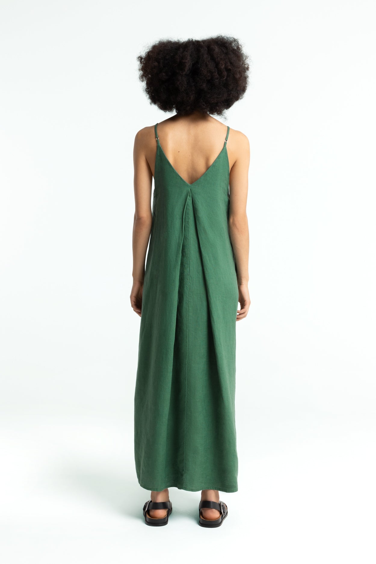 Robe longue en lin | vert "aubrey - bistro green"
