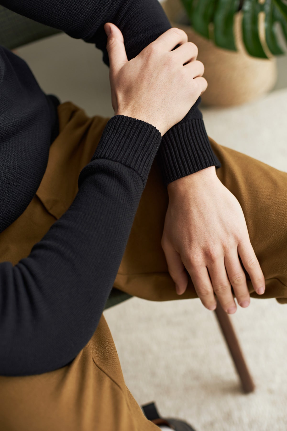 pull col polo en coton bio | noir "kaspar longsleeve polo - eco black"