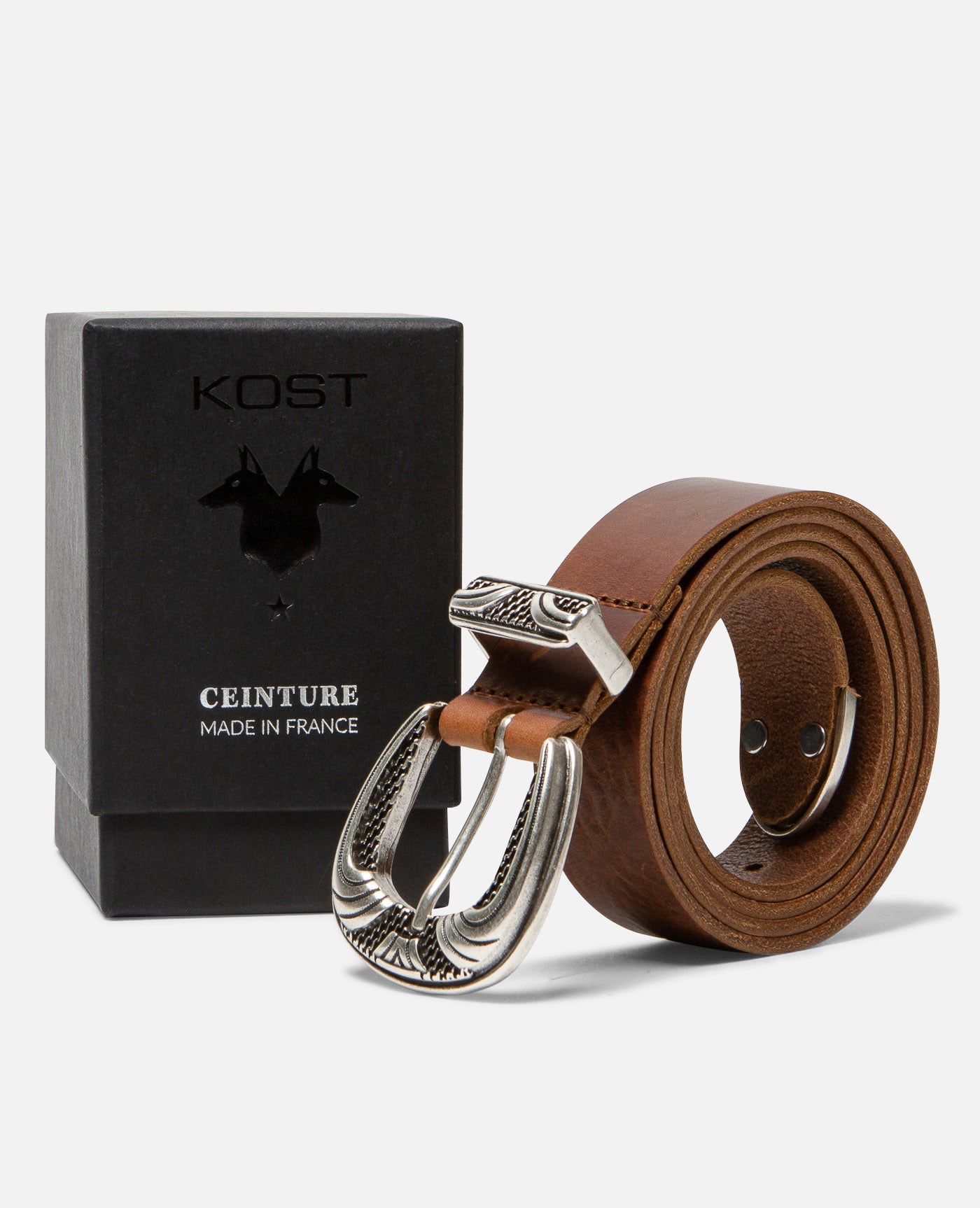 Ceinture made in France en cuir tannage végétal | Marron "keith noisette"