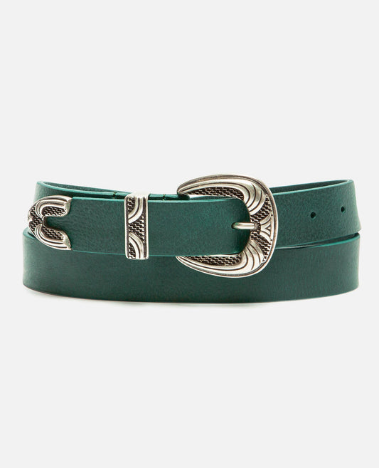 Ceinture made in France en cuir tannage végétal | Vert foncé "keith forest"