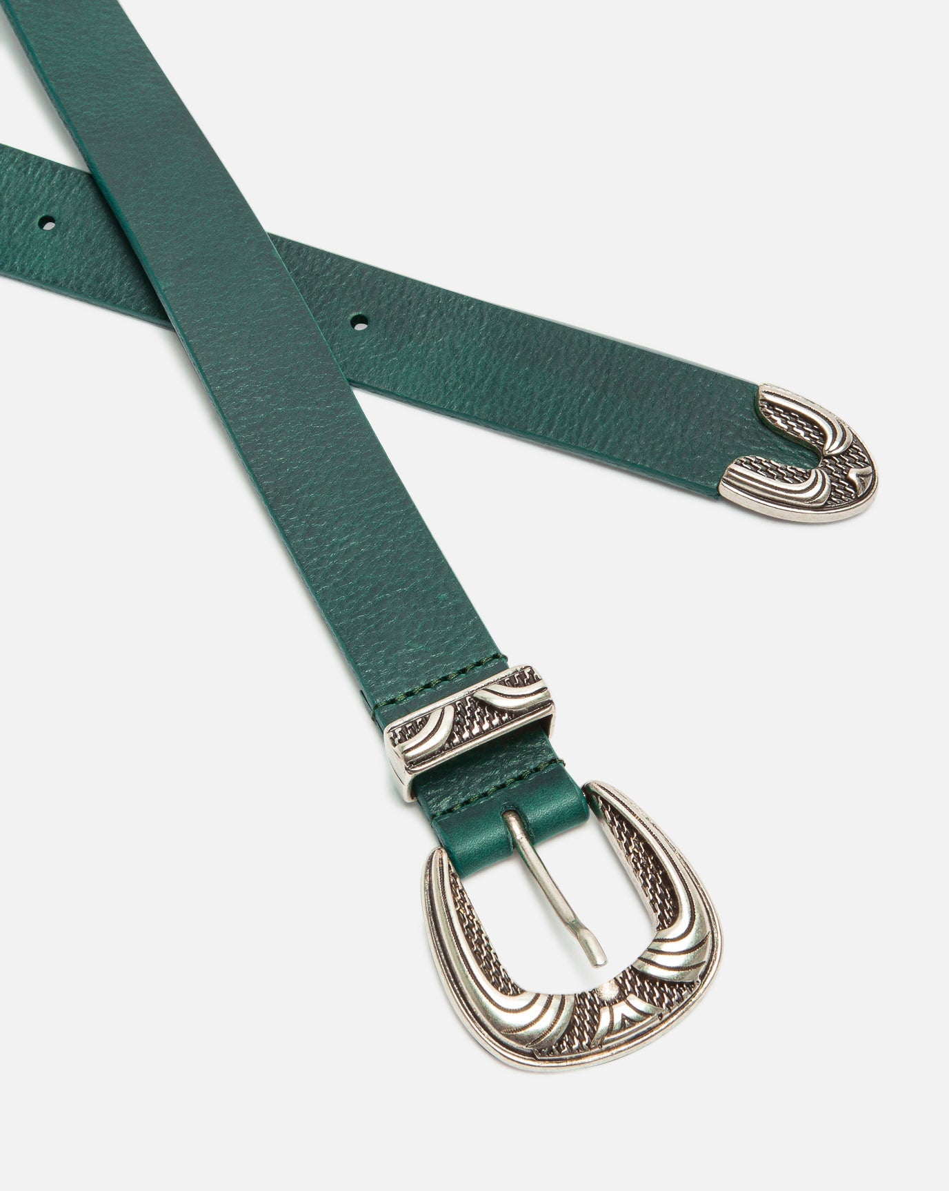 Ceinture made in France en cuir tannage végétal | Vert foncé "keith forest"