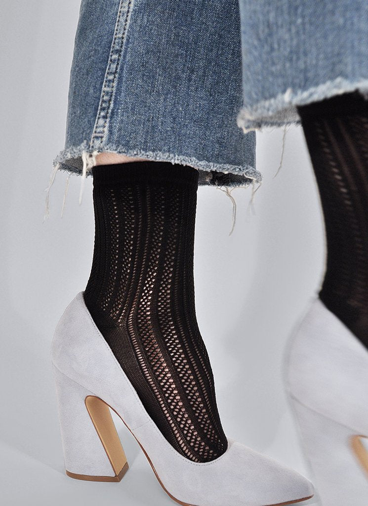 Chaussettes hautes à motifs en polyamide recyclé | noir "Klara"