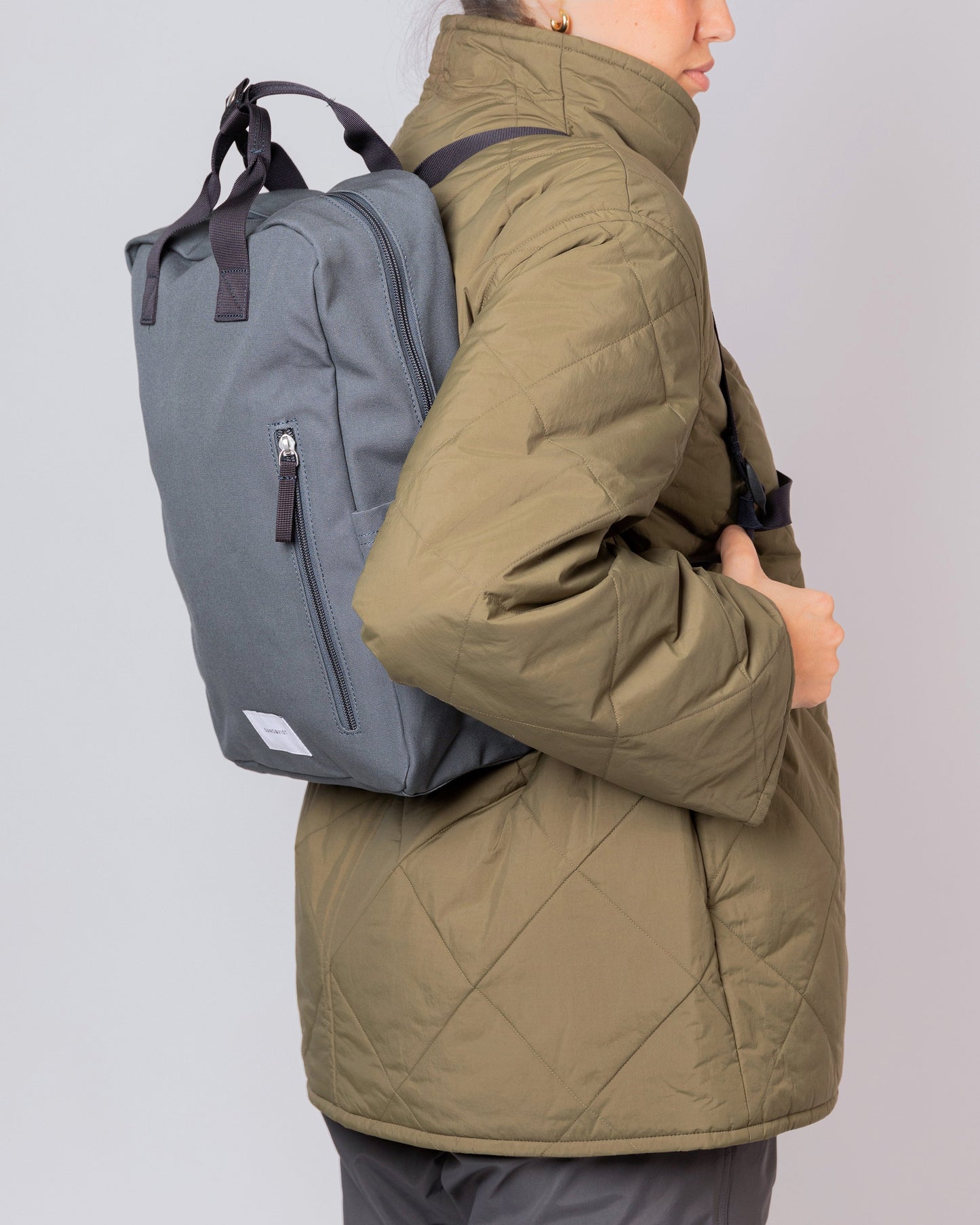 Sac à dos en coton bio et matière recyclée | Bleu "knut dark slate navy webbing"