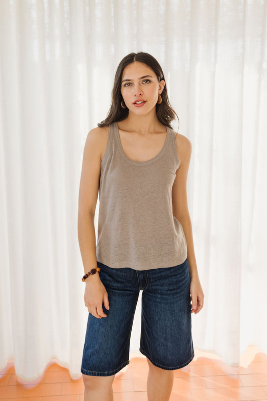 Débardeur en lin upcyclé | taupe | Taupe