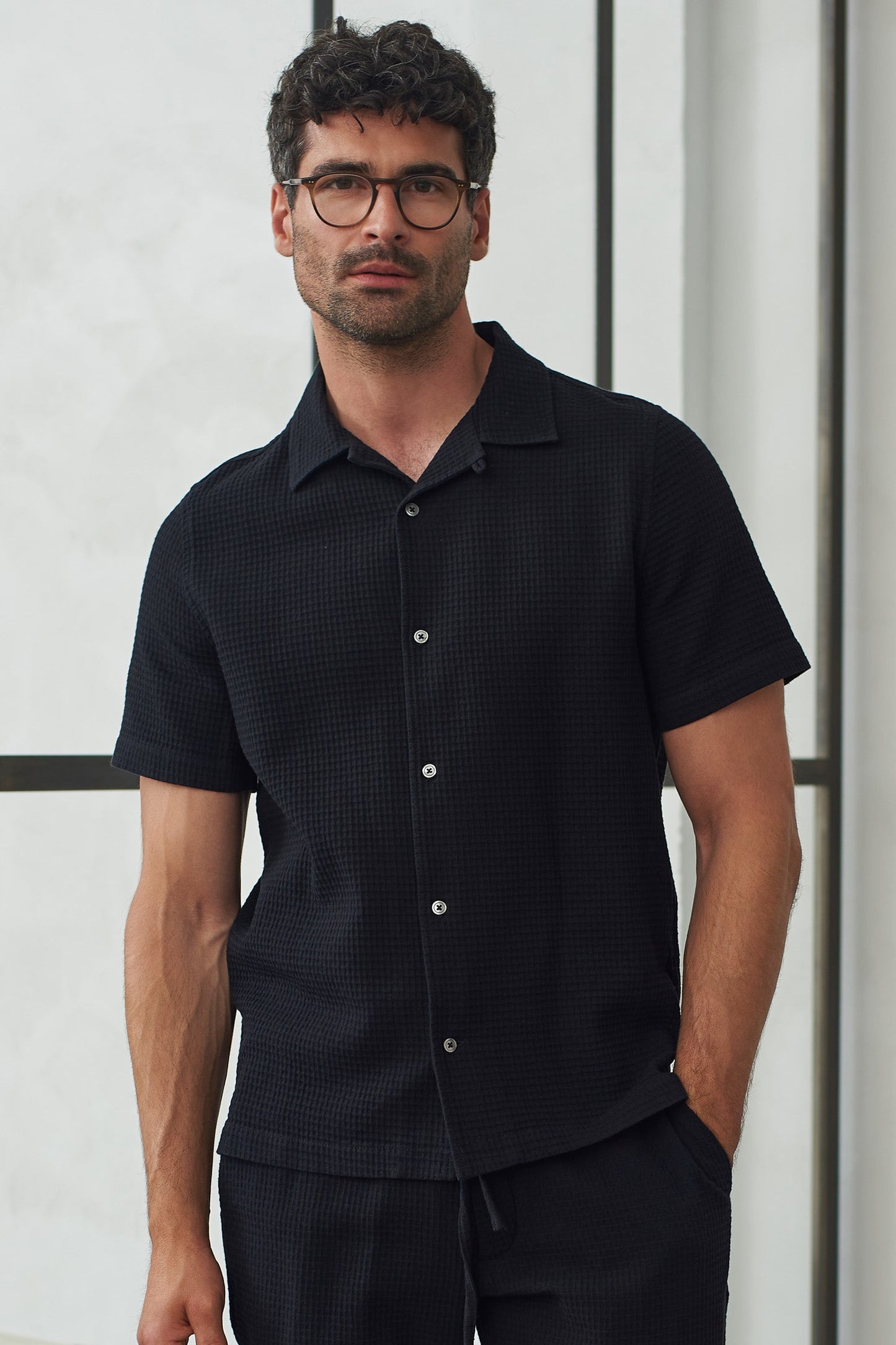 Chemisette en crêpe de coton bio | Noir "kuno eco crepe black"