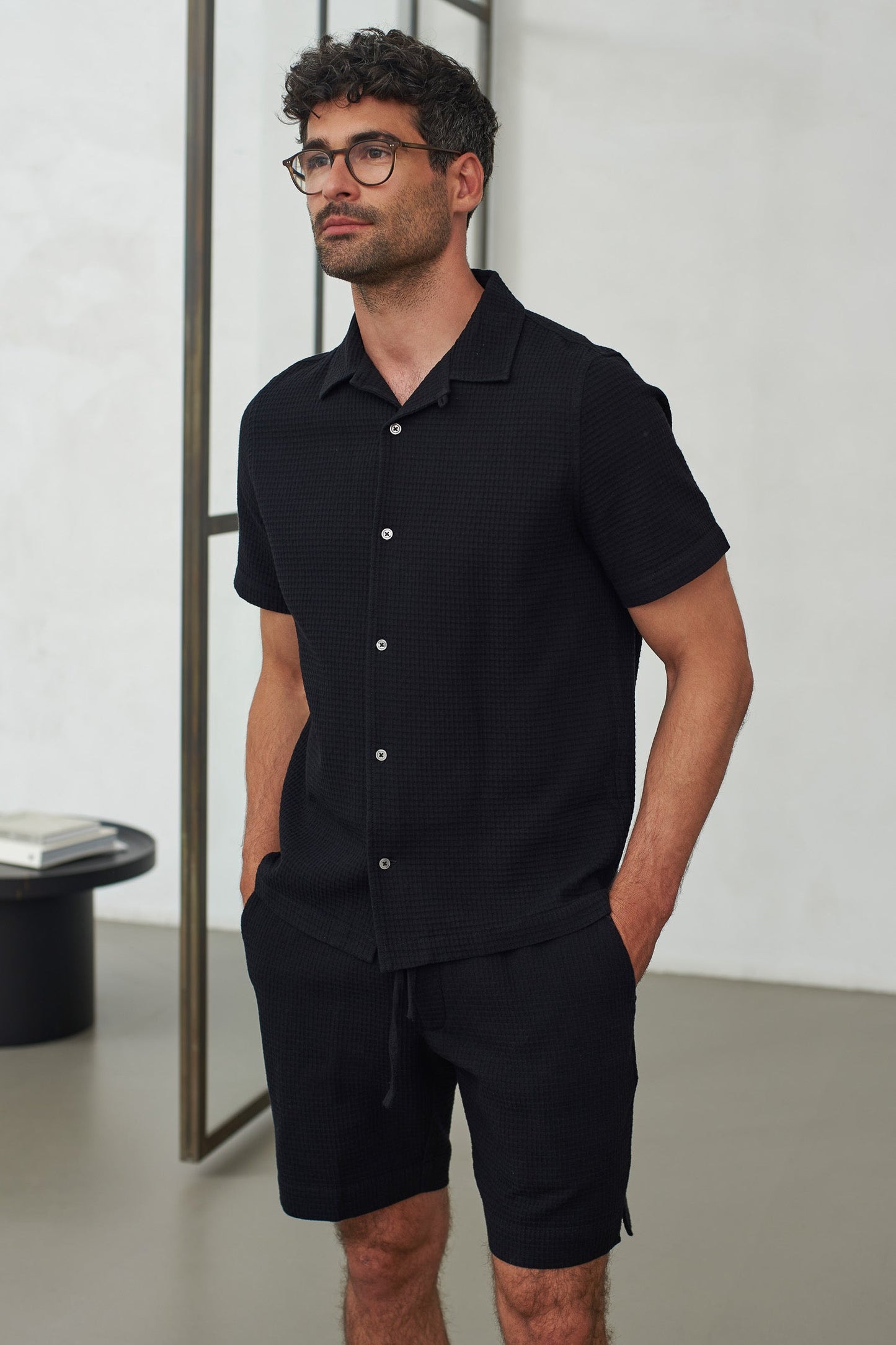Chemisette en crêpe de coton bio | Noir "kuno eco crepe black"