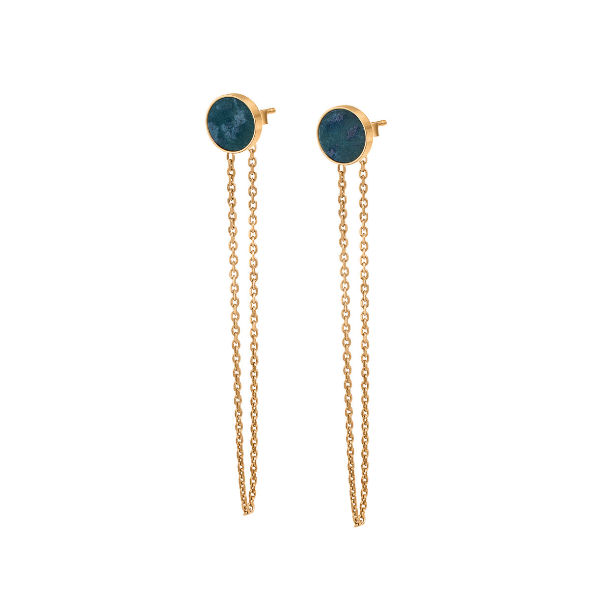 Boucles d'oreilles en argent plaqué or avec pierre en néphrite - dangle earrings gold